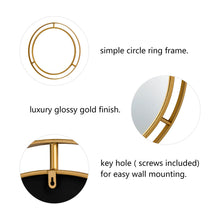 Load image into Gallery viewer, 28.00"D Oversized Glam Gold Metal Round Wall Mirror