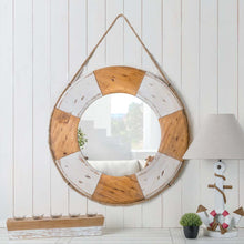 Load image into Gallery viewer, 30"D Coastal Lifebuoy Wood Wall Mirror