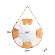Load image into Gallery viewer, 30"D Coastal Lifebuoy Wood Wall Mirror