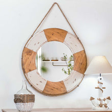 Load image into Gallery viewer, 30"D Coastal Lifebuoy Wood Wall Mirror