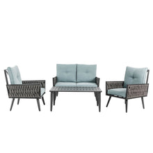Load image into Gallery viewer, 4 Piece Outdoor Patio All-Weather Wicker Sectional
