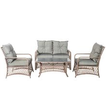 Load image into Gallery viewer, 4 Piece Outdoor Patio Wicker Chair and Table Sectional