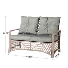 Load image into Gallery viewer, 4 Piece Outdoor Patio Wicker Chair and Table Sectional