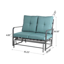 Load image into Gallery viewer, 45.25"L Outdoor Patio Loveseat Glider Chair with Blue Cushions