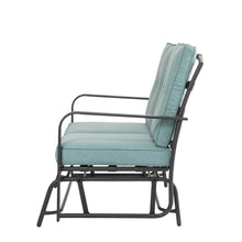 Load image into Gallery viewer, 45.25"L Outdoor Patio Loveseat Glider Chair with Blue Cushions