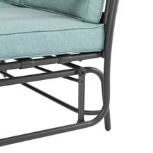 Load image into Gallery viewer, 45.25"L Outdoor Patio Loveseat Glider Chair with Blue Cushions