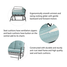 Load image into Gallery viewer, 45.25"L Outdoor Patio Loveseat Glider Chair with Blue Cushions