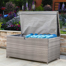 Load image into Gallery viewer, 52.75"L Outdoor Patio Oversized All-Weather Gray Handwoven Wicker Storage Box