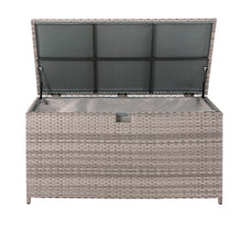 Load image into Gallery viewer, 52.75"L Outdoor Patio Oversized All-Weather Gray Handwoven Wicker Storage Box