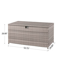 Load image into Gallery viewer, 52.75"L Outdoor Patio Oversized All-Weather Gray Handwoven Wicker Storage Box