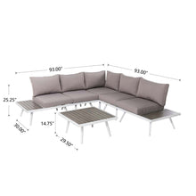 Load image into Gallery viewer, 6 Piece Outdoor Aluminum Conversation Sectional Sofa Set with Cushions