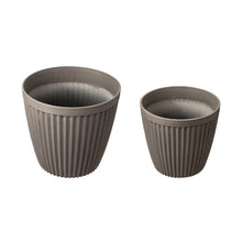 Load image into Gallery viewer, Eco-friendly Large Faux Concrete Round Plastic Fluted Pot Planters, Set of 2