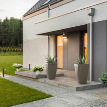 Load image into Gallery viewer, Eco-friendly Large Faux Concrete Tall Square Plastic Fluted Pot Planters, Set of 2