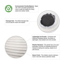 Load image into Gallery viewer, Eco-friendly Large Faux Porcelain Round Polyresin Fluted Planters, Set of 3