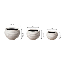 Load image into Gallery viewer, Eco-friendly Large Faux Porcelain Round Polyresin Fluted Planters, Set of 3
