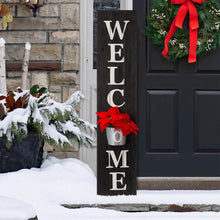 Load image into Gallery viewer, 42"H Wooden Black WELCOME Porch Sign with Metal Planter