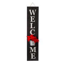 Load image into Gallery viewer, 42"H Wooden Black WELCOME Porch Sign with Metal Planter