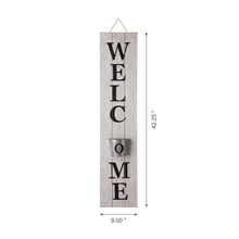 Load image into Gallery viewer, 42"H Wooden White WELCOME Porch Sign with Metal Planter