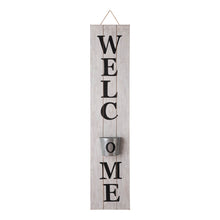 Load image into Gallery viewer, 42"H Wooden White WELCOME Porch Sign with Metal Planter
