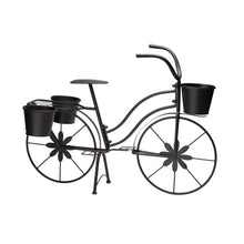 Load image into Gallery viewer, 26"H Hand Painted Black Metal Bicycle Plant Stand