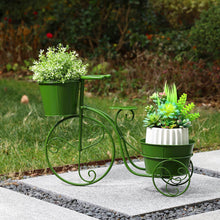 Load image into Gallery viewer, 15"H Hand Painted Green Metal Bicycle Plant Stand