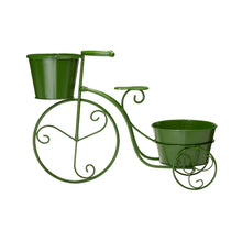 Load image into Gallery viewer, 15"H Hand Painted Green Metal Bicycle Plant Stand