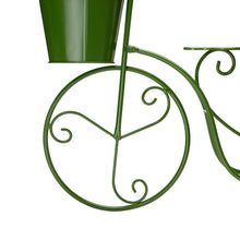Load image into Gallery viewer, 15"H Hand Painted Green Metal Bicycle Plant Stand