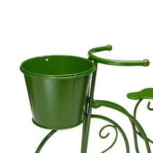 Load image into Gallery viewer, 15"H Hand Painted Green Metal Bicycle Plant Stand