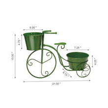 Load image into Gallery viewer, 15"H Hand Painted Green Metal Bicycle Plant Stand
