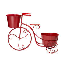 Load image into Gallery viewer, 15"H Hand Painted Red Metal Bicycle Plant Stand
