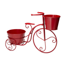 Load image into Gallery viewer, 15"H Hand Painted Red Metal Bicycle Plant Stand