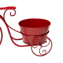 Load image into Gallery viewer, 15"H Hand Painted Red Metal Bicycle Plant Stand