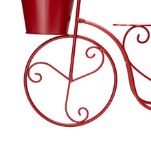 Load image into Gallery viewer, 15"H Hand Painted Red Metal Bicycle Plant Stand