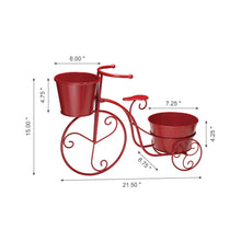 Load image into Gallery viewer, 15"H Hand Painted Red Metal Bicycle Plant Stand