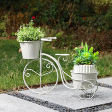 Load image into Gallery viewer, 15"H Hand Painted White Metal Bicycle Plant Stand
