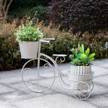 Load image into Gallery viewer, 15"H Hand Painted White Metal Bicycle Plant Stand
