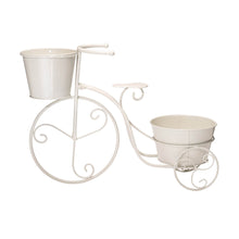 Load image into Gallery viewer, 15"H Hand Painted White Metal Bicycle Plant Stand