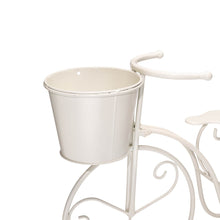 Load image into Gallery viewer, 15"H Hand Painted White Metal Bicycle Plant Stand