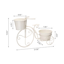 Load image into Gallery viewer, 15"H Hand Painted White Metal Bicycle Plant Stand