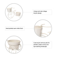 Load image into Gallery viewer, 15"H Hand Painted White Metal Bicycle Plant Stand