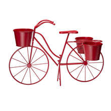 Load image into Gallery viewer, 19"H Hand Painted Red Metal Bicycle Plant Stand
