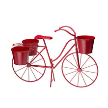 Load image into Gallery viewer, 19"H Hand Painted Red Metal Bicycle Plant Stand