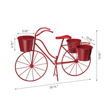 Load image into Gallery viewer, 19"H Hand Painted Red Metal Bicycle Plant Stand