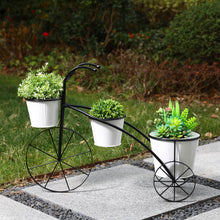 Load image into Gallery viewer, 20.5"H White & Black Metal Enamel Bicycle Planter Stand