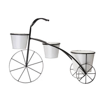 Load image into Gallery viewer, 20.5"H White & Black Metal Enamel Bicycle Planter Stand