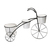 Load image into Gallery viewer, 20.5"H White & Black Metal Enamel Bicycle Planter Stand