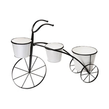 Load image into Gallery viewer, 20.5"H White & Black Metal Enamel Bicycle Planter Stand