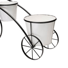 Load image into Gallery viewer, 20.5"H White & Black Metal Enamel Bicycle Planter Stand