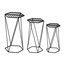 Load image into Gallery viewer, Modern Hexagon Black Metal Plant Stand, Set of 3