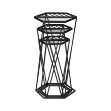 Load image into Gallery viewer, Modern Hexagon Black Metal Plant Stand, Set of 3